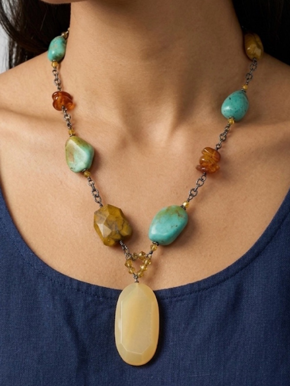Silpada Retired N1296 Chunky Gemstone Statement Necklace